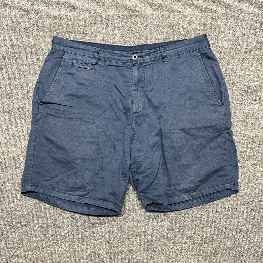 Johnnie-O Shorts Mens 32 Blue Geometric Chino Cotton Linen 6 Inch Inseam Casual